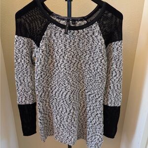 Guess Los Angeles Cotton Blend Tweed Beige Black Sweater Top Women Size M